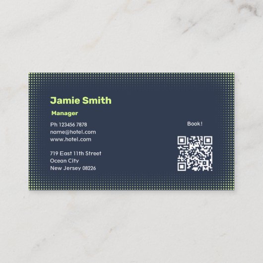 Hôtel Classique Carte de visite bleu avec code QR (Dos)