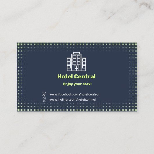 Hôtel Classique Carte de visite bleu avec code QR (Devant)