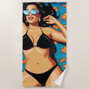 Hôtel dans une serviette de plage de Bikini noir