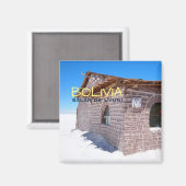 Hôtel de sel de Uyuni en Bolivie aimant texte (Recto/Verso)