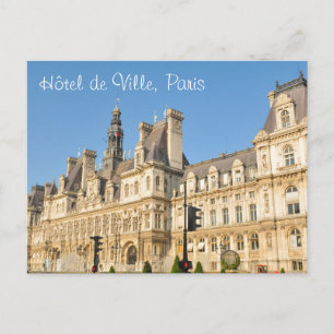 Hotel de Ville in Parijs, Frankrijk Briefkaart