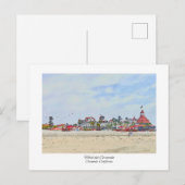 Hotel del Coronado California Waterverf afdrukken Briefkaart (Voorkant / Achterkant)