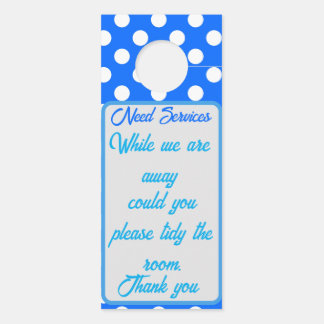 Hotel deur bord blauwe polka stippen