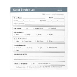 Hotel Gastenservice Logboek Logo Minimalistisch  Notitieblok