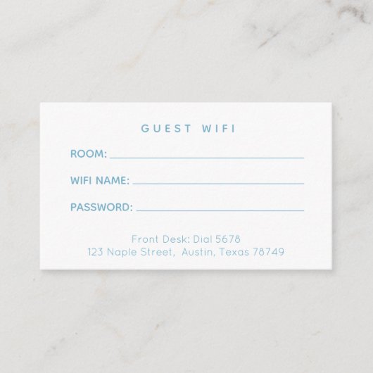  Hotel Guest Wifi Password Kaart (Voorkant)