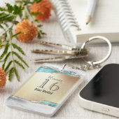 Hotel lodge resort room blauw witte goudmarmer sleutelhanger (Voorkant Rechts)