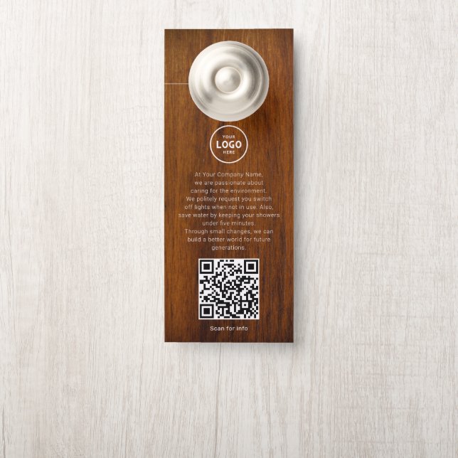 Hotel Logo QR-code gastinformatie deurhanger (Op knop)