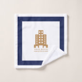Hotel Minimalistische Marine Blauw Wit Rechthoek L Bad Handdoek (Wasdoekje)