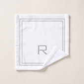 Hôtel moderne Monogramme Gris & Blanc Gris (Gant de toilette)