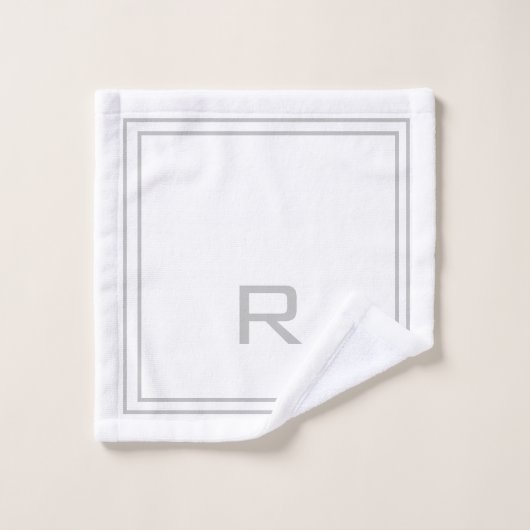 Hôtel moderne Monogramme Gris & Blanc Gris (Gant de toilette)