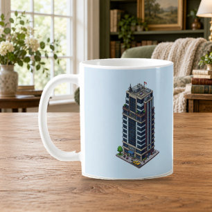 Hôtel Pixel Isométrique Tour de la Ville Mug