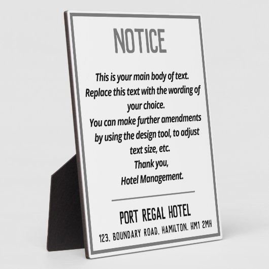 Hotel Recepten of Bedroom Notice Plaque Fotoplaat (Zijkant)