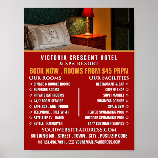 Hotel Room, Hotel Accommodation Adverteren Poster (Voorkant)