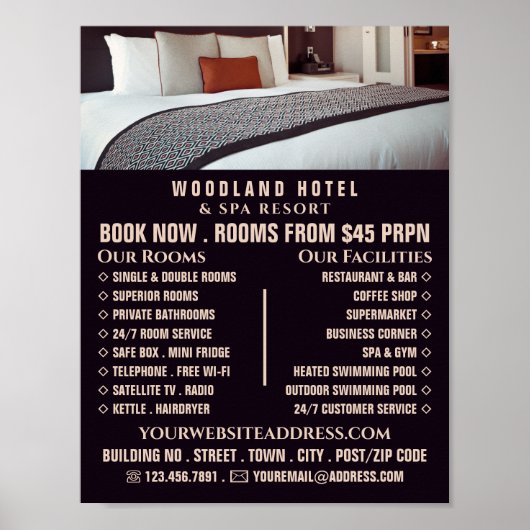 Hotel Room, Hotel Accommodation Adverteren Poster (Voorkant)
