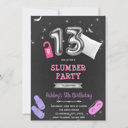 Hotel slumber party 13e verjaardag kaart (Voorkant)