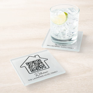 Hotel verwarming Gift   Gepersonaliseerde WiFi QR- Glazen Onderzetter