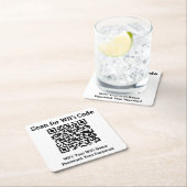 Hotel WiFi Details Plus QR-code Vierkante Kartonnen Onderzetter (Insitu)