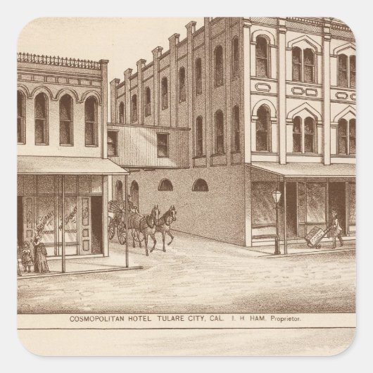 Hotel, wijngaard, Tulare Vierkante Sticker (Voorkant)