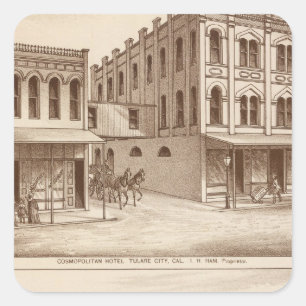 Hotel, wijngaard, Tulare Vierkante Sticker