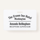 Hotelpersoneel met naam identiteit badge (Voorkant)
