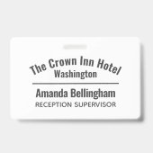 Hotelpersoneel Naam Identiteit Badge (Voorzijde)