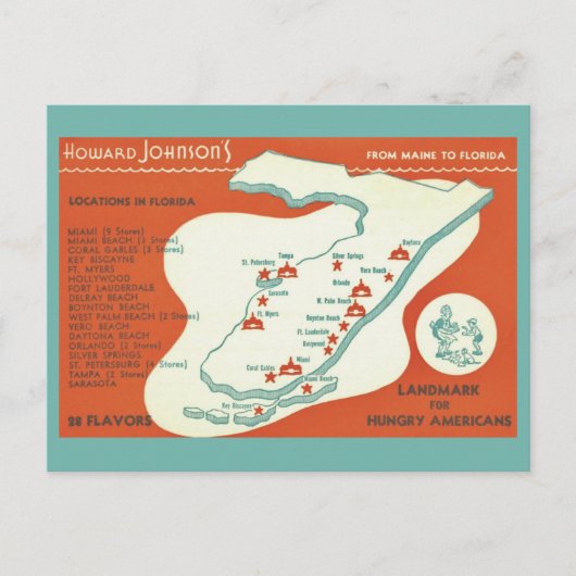 Hotels in de buurt van Florida Howard Johnsons Map Briefkaart (Voorkant)