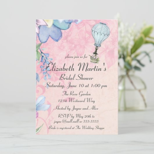 hotline luchtballon — Shower-uitnodiging Kaart