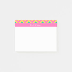HotPink2 Blauwgroen ananas LG Chevron Name Monogra Post-it® Notes