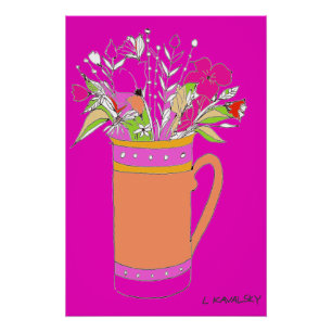 HotPink Originele kleurrijke bloemen in een Mok Po Perfect Poster