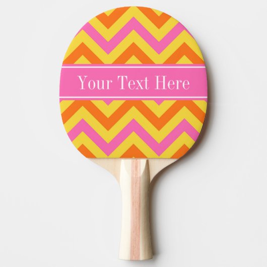 HotPink Pineapple Pumpkin LG Chevron Name Monogram Tafeltennisbatje (Voorkant)