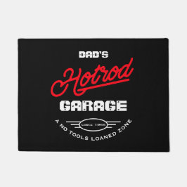 Hotrod Garage Name Neon Effect Gezegde Retro Black Deurmat