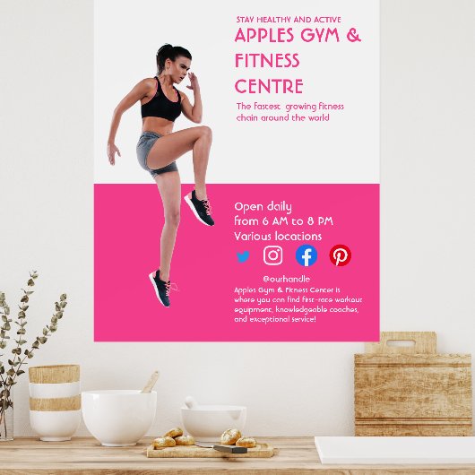 hotroze foto fitnessprogramma persoonlijke trainer poster (Keuken)