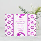 hotroze meisjes aangepaste volleybalverjaardagsfee kaart (Staand voorkant)