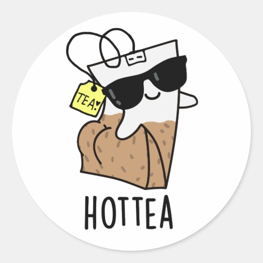 Hottea Grappige Hot Tea Pun Ronde Sticker (Voorkant)