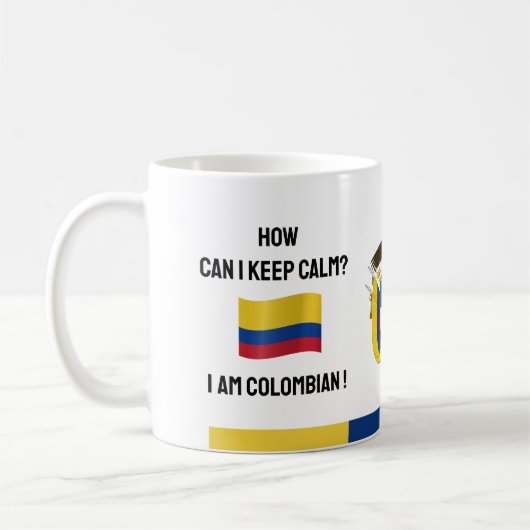 Hou Calm Colombia & Funny Text, Colombiaanse vlag Koffiemok (Links)