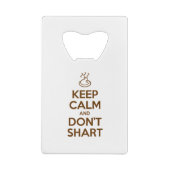 Hou Calm en Don't Shart Kredietkaart Flessenopener (Achterkant)