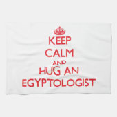 Hou Calm en Hug een Egyptoloog Theedoek (Horizontaal)