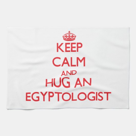 Hou Calm en Hug een Egyptoloog Theedoek (Horizontaal)