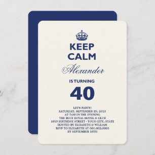 Hou Calm Funny Milestone Birthday Party Invite Kaart