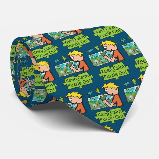 Hou Calm Jigzaag Puzzle Stropdas (Opgerold)