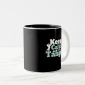 Hou Calm Let's Tango Funny Ballroom Danser Dance Tweekleurige Koffiemok (Voorkant rechts)