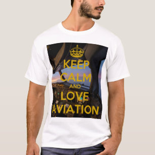 Hou Calm love Aviation Club airliner white T-Shir T-shirt