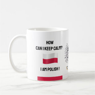 Hou Calm Poland & Funny Text, Poolse vlag Koffiemok