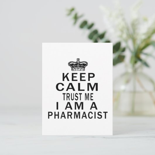 Hou Calm'n vertrouwen in mij dat ik apotheker ben. Briefkaart (Staand voorkant)
