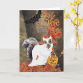 Hou! Carte d'Halloween écureuil (Fleur jaune)