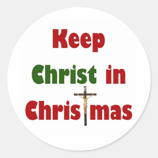 Hou Christus in Kerstmis. Ronde Sticker (Voorkant)