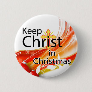 Hou Christus in Kerstmis, Swirl Ronde Button 5,7 Cm
