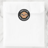 Hou Clam en maak Puns Funny Shell Pun Dark BG Ronde Sticker (Tas)