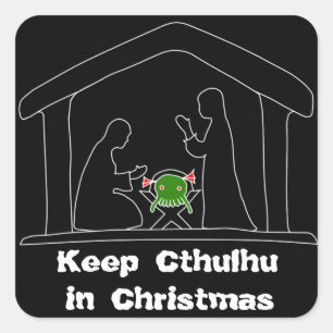 Hou Cthulhu in kerst Vierkante Sticker