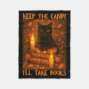 Hou De Snoepjes Ik Zal Boeken Nemen Zwarte Kat Hal Fleece Deken